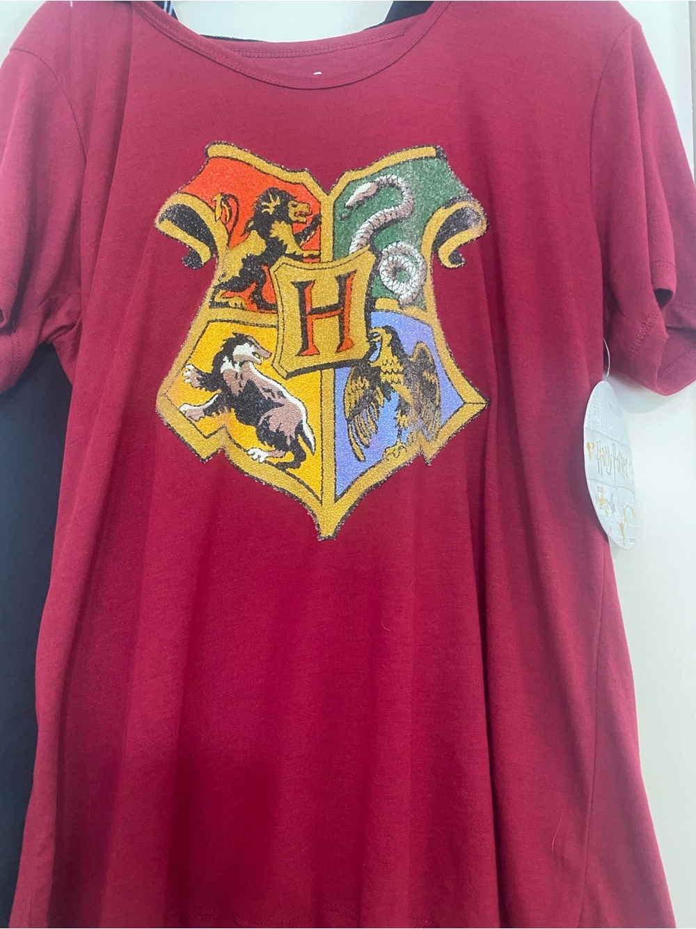 Warner Bros. Burgundy Hogwarts Crest Tee with detachable hooded cloak